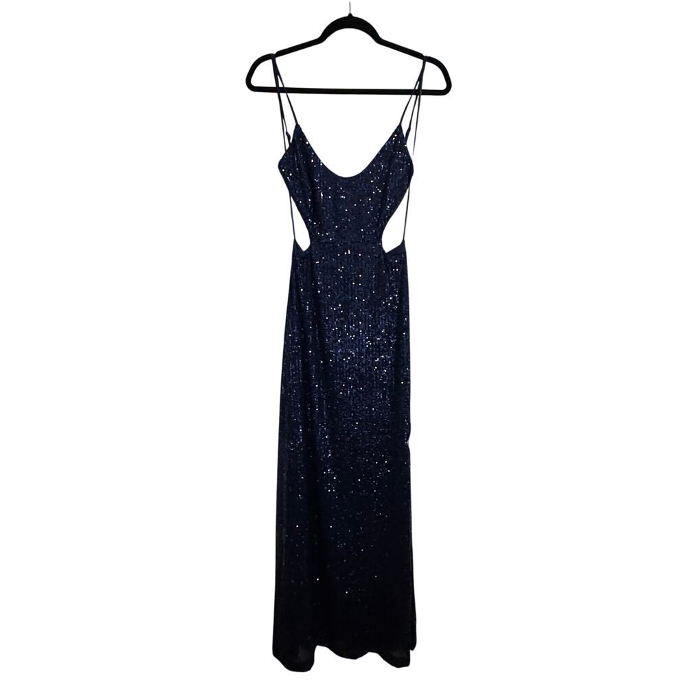 BARDOT NWT Knox Navy Sequined Midi Low Back Dress Size S - Picture 5 of 11